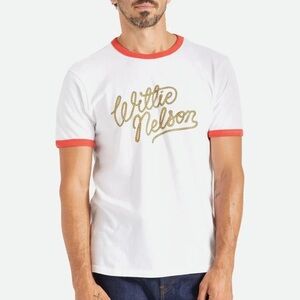 Brixton x Willie Nelson Short Sleeve Rodeo Ringer Tee In White Red Men's Size L